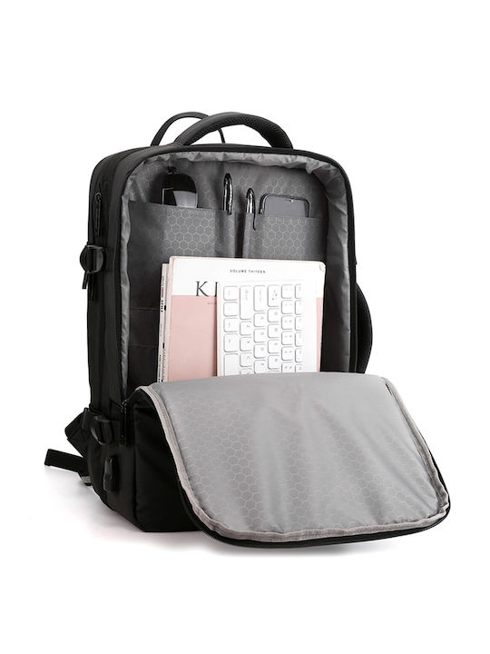 Playbags Collection Αδιάβροχη Τσάντα Πλάτης για Laptop με Θύρα USB σε Μαύρο χρώμα