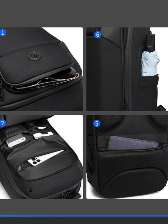 Ozuko Αδιάβροχη Τσάντα Πλάτης για Laptop σε Μαύρο χρώμα 9717