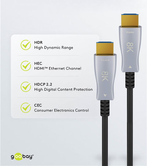 Goobay HDMI 2.1 Ultra High Speed 48Gbps 4K 120Hz HDR VRR Kabel HDMI-Stecker - HDMI-Stecker 10m Schwarz