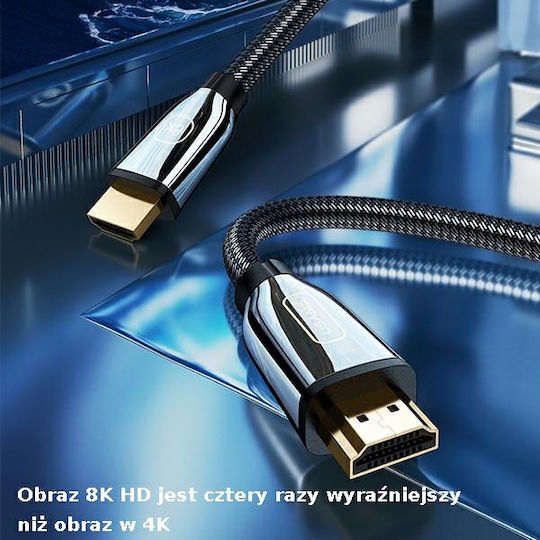 Usams Usams HDMI 2.1 Ultra High Speed 48Gbps 4K 120Hz HDR VRR Geflochtenes HDMI-Kabel HDMI-Stecker - HDMI-Stecker 3m Schwarz