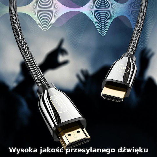Usams Usams HDMI 2.1 Ultra High Speed 48Gbps 4K 120Hz HDR VRR Geflochtenes HDMI-Kabel HDMI-Stecker - HDMI-Stecker 3m Schwarz