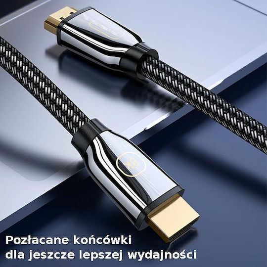 Usams Usams HDMI 2.1 Ultra High Speed 48Gbps 4K 120Hz HDR VRR Geflochtenes HDMI-Kabel HDMI-Stecker - HDMI-Stecker 3m Schwarz