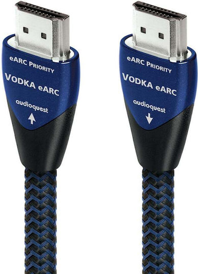 Audioquest Vodka eARC Cabluri HDMI 2.1 Ultra High Speed 48Gbps 4K 120Hz HDR VRR Braided Cabluri HDMI de Sex Masculin - HDMI de Sex Masculin 1.5m Negru