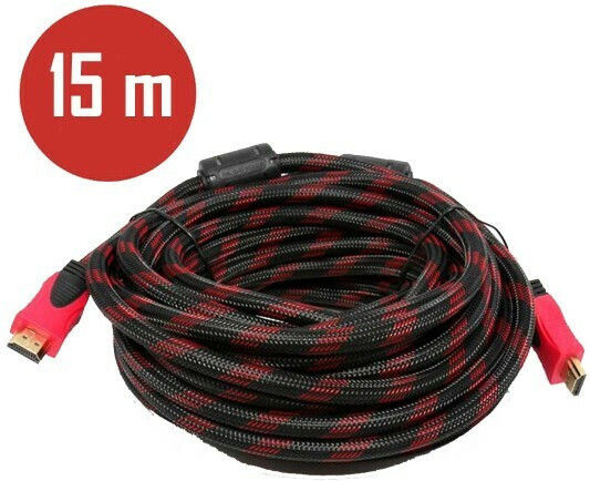 Aoweixun Αρσενικό Αρσενικό 1080p HDMI 1.4 High Speed 1080p 120Hz Braided Cable HDMI male - HDMI male 15m Μαύρο