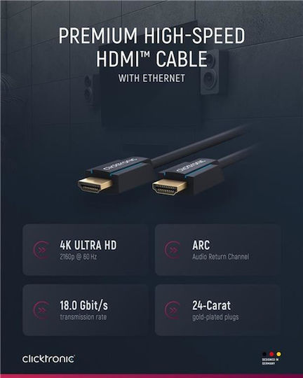 Clicktronic HDMI 1.4 High Speed 1080p 120Hz Cable HDMI Male - HDMI Male 10m Blue