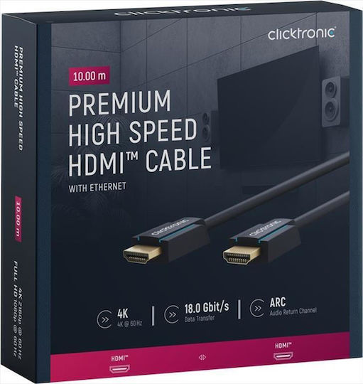 Clicktronic HDMI 1.4 High Speed 1080p 120Hz Cable HDMI Male - HDMI Male 10m Blue