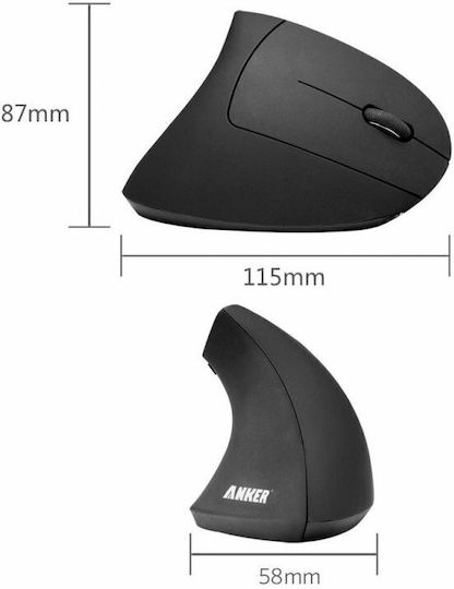 Anker A7852011 Ασύρματο Εργονομικό Vertical Ποντίκι Μαύρο