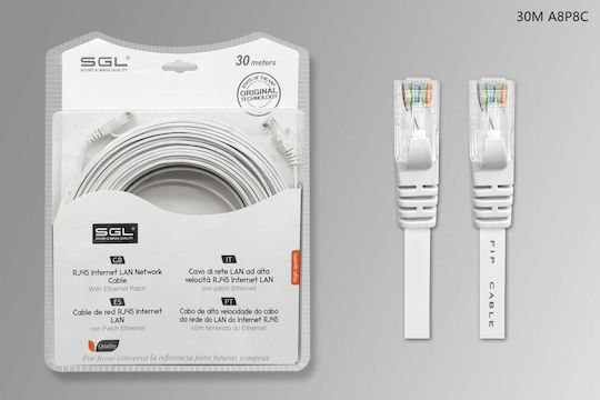 SGL U/UTP Καλώδιο Δικτύου Ethernet 30m Λευκό