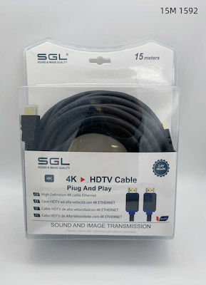 SGL HDMI 2.0 Cable HDMI male - HDMI male 15m Μαύρο