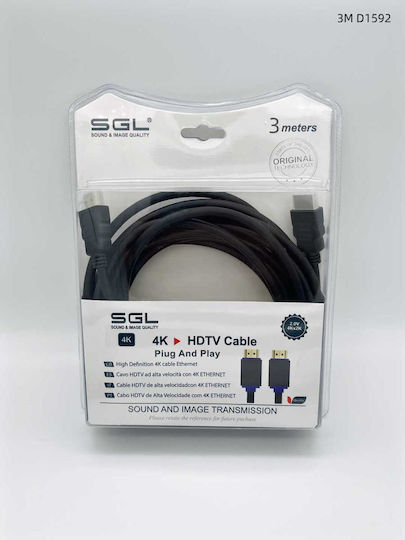 SGL Kabel HDMI-Stecker - HDMI-Stecker 3m Schwarz