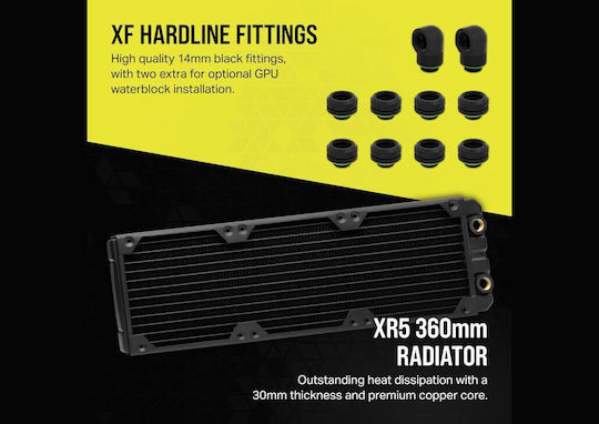 Corsair Hydro X Series Icue Link Xh405i Rgb Комплект за персонализирано охлаждане Stealth Gray за Intel и Amd 1700 / Am4 / Am5