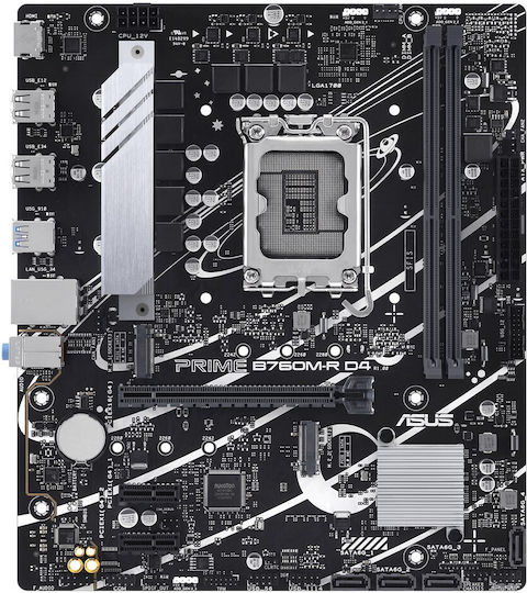 Asus Prime B760M-R D4 Mainboard Micro ATX mit Intel 1700 Sockel