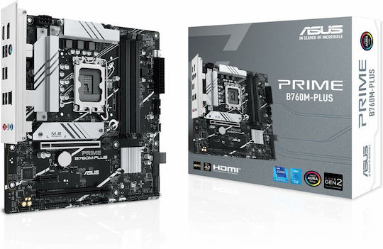 Asus PRIME B760M-PLUS Дънна платка Micro ATX с Intel 1700 Сокет