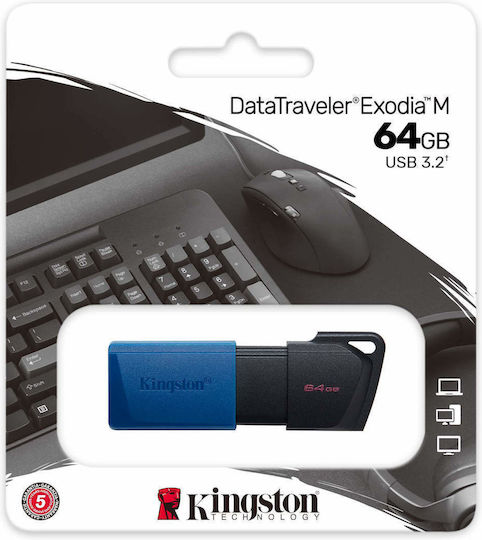 Kingston Datatraveler Exodia M 64GB USB 3.2 Stick Μαύρο