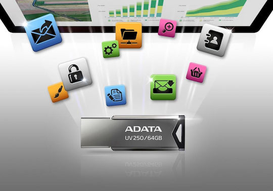 Adata Uv250 32GB USB 2.0 Stick Μαύρο