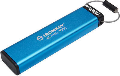 Kingston IronKey Keypad 200C 128GB USB 3.2 Stick with connection USB-C Blue