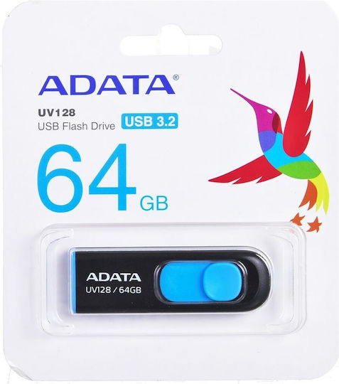 Adata Dashdrive Uv128 64GB USB 2.0 Stick Μαύρο