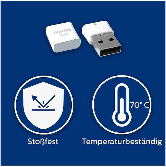 Philips Pico 32GB USB 2.0 Stick Γκρι