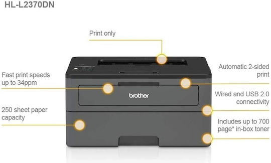 Brother HL-L2370DN Ασπρόμαυρος Εκτυπωτής Laser με Mobile Print