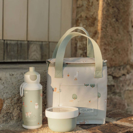 Little Dutch Little Farm School Insulated Hand Lunch Bag Green 20x12x21.5cm