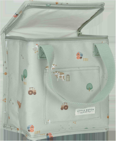 Little Dutch Little Farm School Insulated Hand Lunch Bag Green 20x12x21.5cm