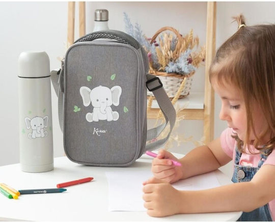 Kiokids Little Elephant Kids' Insulated Lunch Bag Handbag 2.5L Gray 15x7x24cm