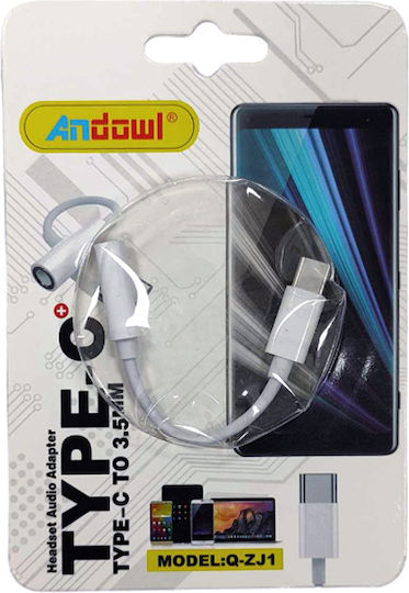 Andowl Μετατροπέας USB-C male σε 3.5mm female Λευκό (Q-ZJ1)