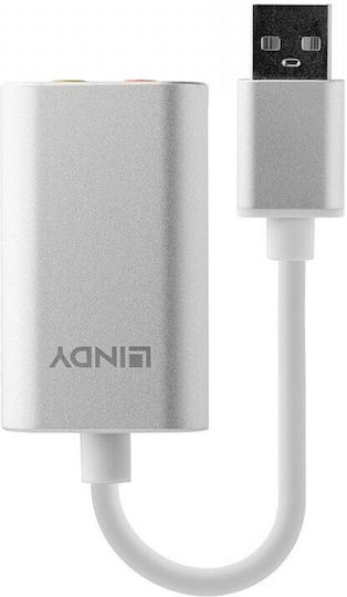 Lindy Μετατροπέας 3.5mm female σε USB-A male Γκρι 1τμχ 42926
