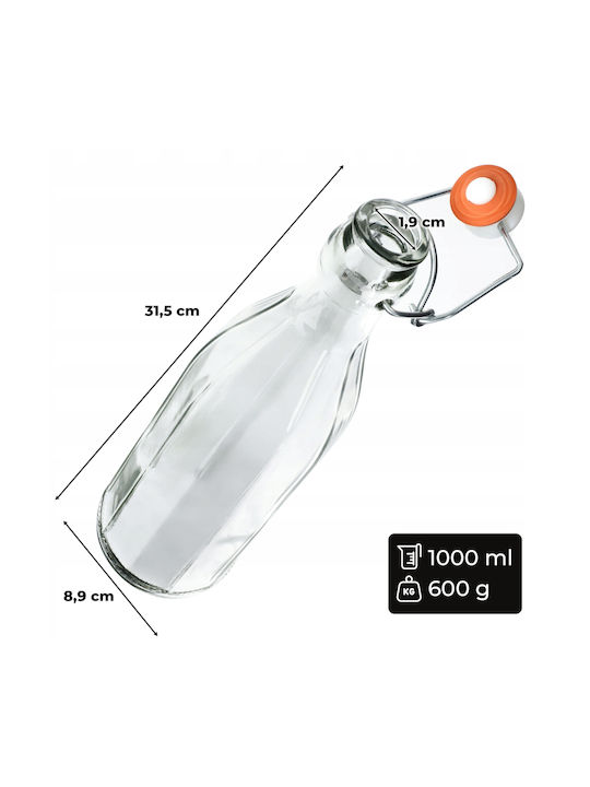 Kadax Bottiglia Grătare comerciale Sticlă con tappo in sughero Transparent 1000ml