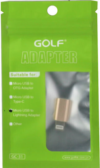 Golf Μετατροπέας Lightning male σε micro USB female Χρυσό 1τμχ