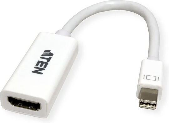 Aten Convertor mini DisplayPort masculin în HDMI feminin Alb 1buc VC980