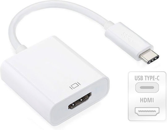Jager Μετατροπέας USB-C male σε HDMI female Λευκό 1τμχ USB3.1-C