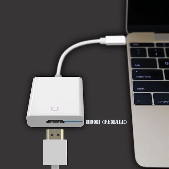 Jager Μετατροπέας USB-C male σε HDMI female Λευκό 1τμχ USB3.1-C