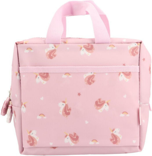 Unicorn School Insulated Hand Lunch Bag Pink Unicorns 18.5 x 9 x 24cm