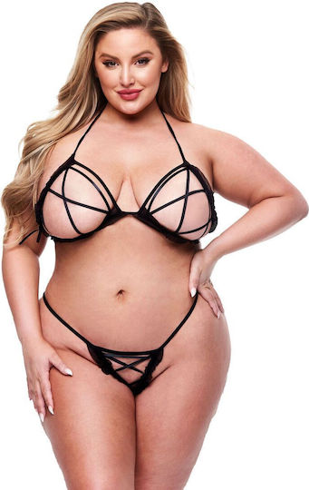 Baci Lingerie Sexy Σετ Εσωρούχων Μαύρο Plus Size 2τμχ
