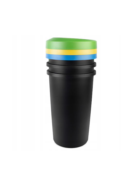 Kadax Coș de Reciclare Plastic Negru 25lt 3buc
