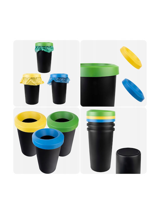 Kadax Coș de Reciclare Plastic Negru 25lt 3buc