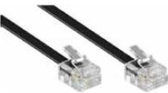 Lineme Flat Telephone Cable RJ11 6P4C 7m Black (12-05031-2)