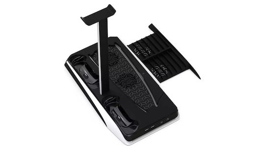 Imp Tech DLX+ LED Multi Function Charger Tower Charging Station for 2 controllers PS5 White