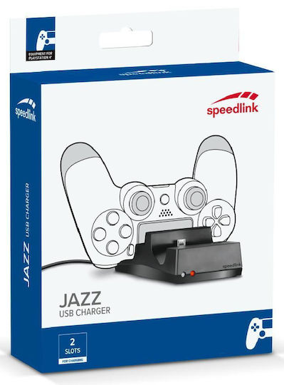 SpeedLink Jazz Usb Charger Βάση Φόρτισης για 2 χειριστήρια PS4 Μαύρη SL-450000-BK