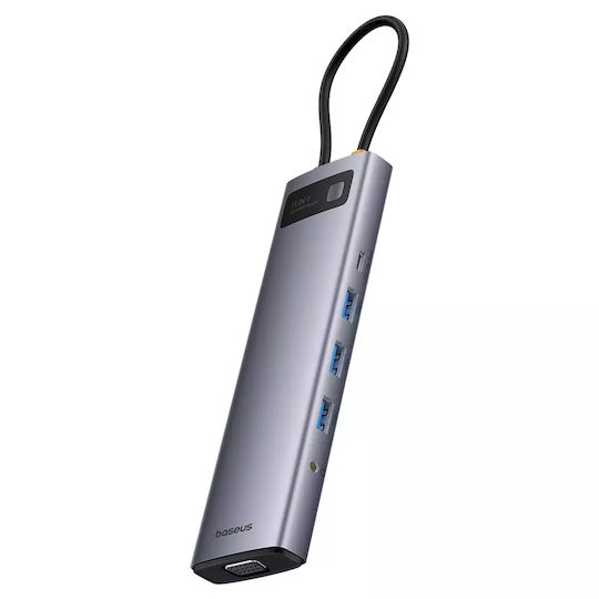 Baseus Starjoy Metal Glam USB-C Docking Station with HDMI 4K PD Ethernet and Support for 2 Monitors Silver