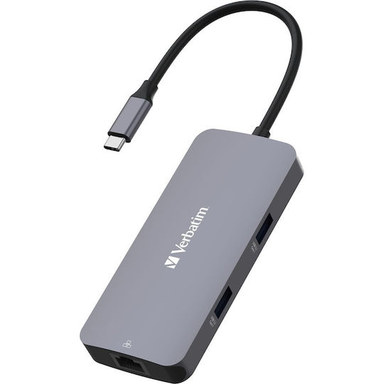 Verbatim USB-C Pro CMH-05 USB-C Docking Station mit HDMI 4K PD Ethernet Gray
