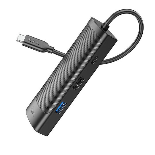 Hoco HB44 Easy USB-C Docking Station mit HDMI 4K PD Ethernet Schwarz