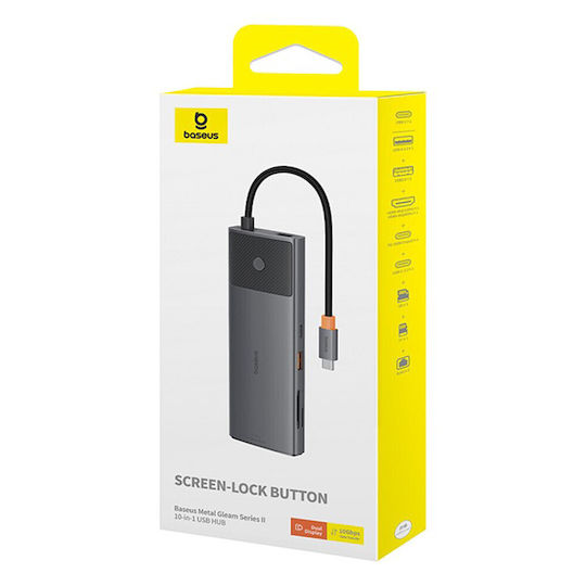 Baseus BS-OH083 USB-C Докинг станция с HDMI 4K PD Ethernet и свързване 2 монитора Черен