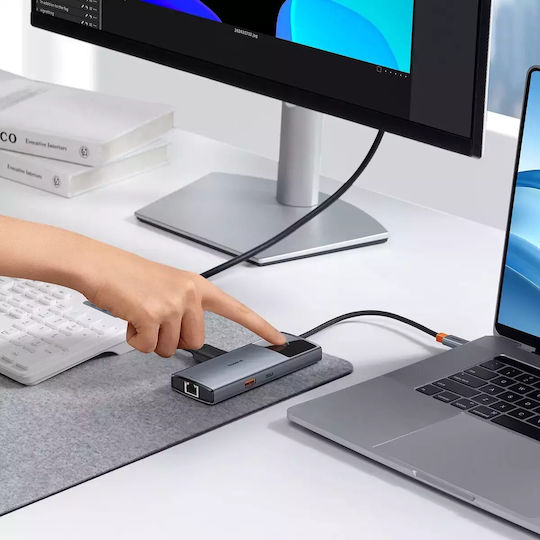 Baseus Metal Gleam 2 Series USB-C Docking Station with HDMI 4K PD Ethernet Gray