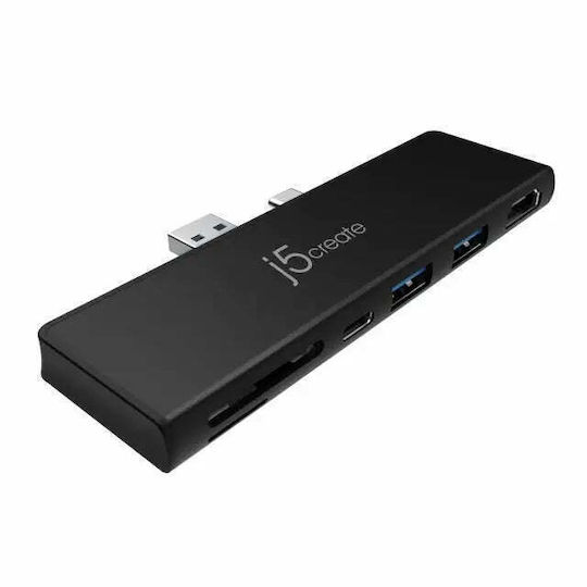 J5create ULTRADRIVEMINIDOCK for Surface Pro 7 USB-A / USB-C Docking Station με HDMI 4K PD Μαύρο