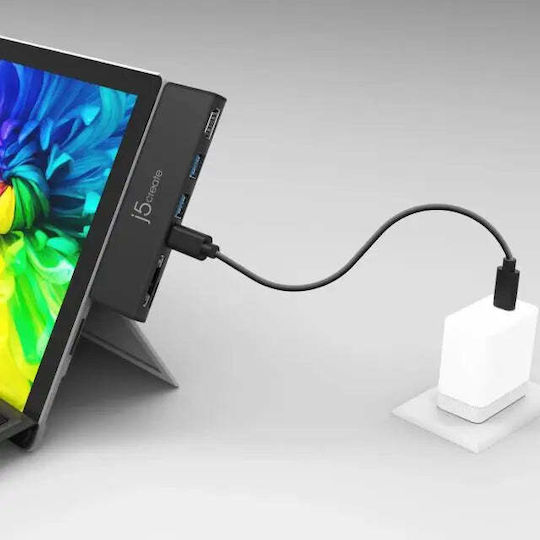 J5create ULTRADRIVEMINIDOCK for Surface Pro 7 USB-A / USB-C Docking Station με HDMI 4K PD Μαύρο
