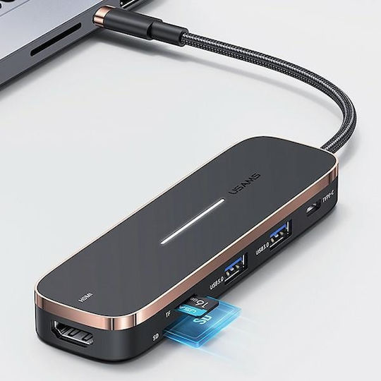 Usams USB-C Докинг станция с HDMI Черен (SJ578HUB01)
