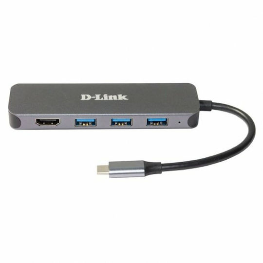 D-Link USB-C Докинг станция с HDMI 4K PD Сив (DUB-2333)
