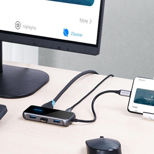 Vention USB-C Docking Station with HDMI 4K PD Ethernet Gray (TFBHB)
